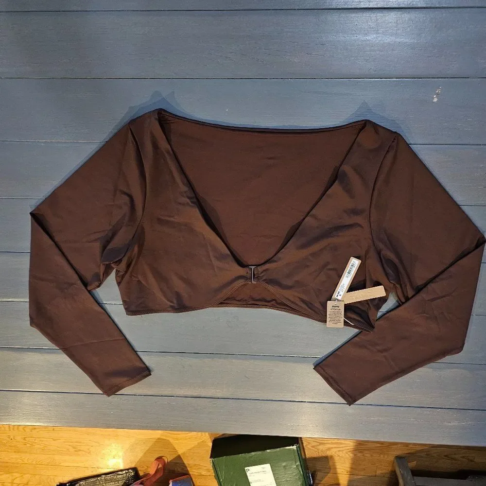 SKIMS Women's Cocoa Signature Swim Long Sleeve Shrug Size 3X